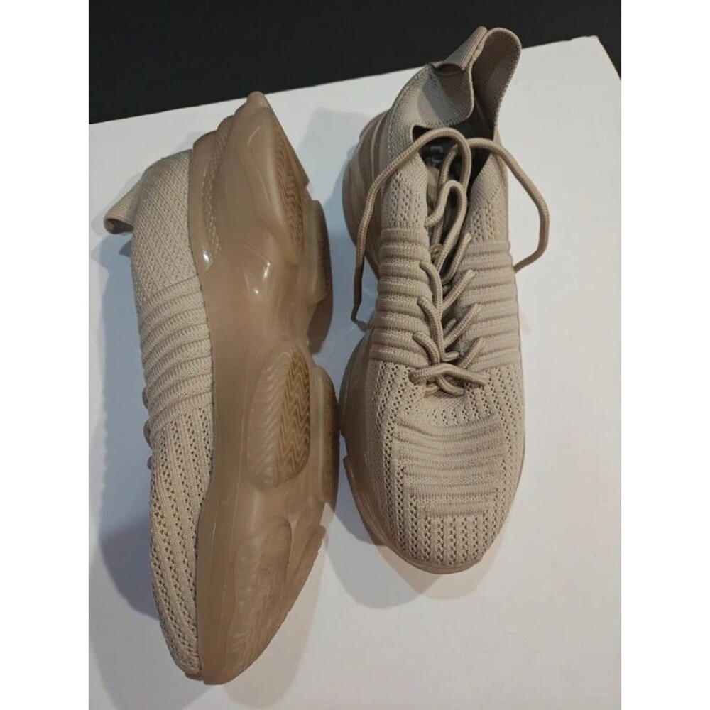 Cushionaire tan stretch knit slip-on sneakers